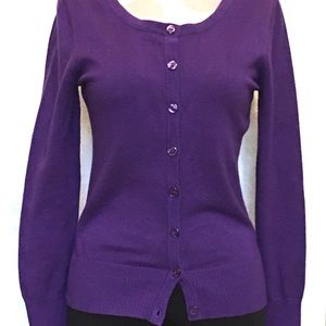 2 Hip by Wrapper purple long sleeve, button up sweater size L 12/14